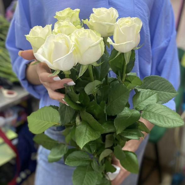 Букет 7 белых роз в Евпатории