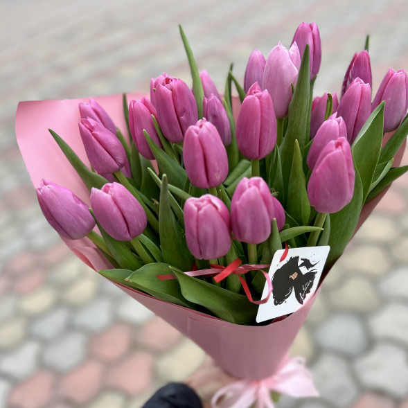 21 розовый тюльпан в Евпатории